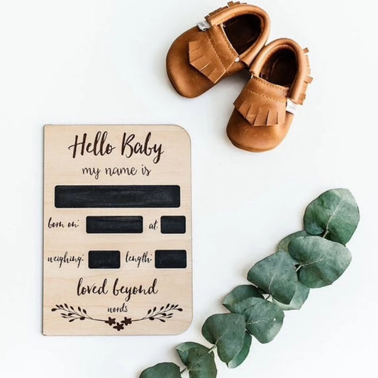 Birth Announcement Card - Welcome your new bundle of joy with this charming wooden card!